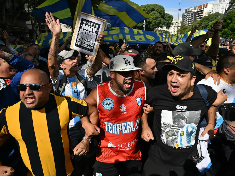 Durante la protesta por los jubilados.