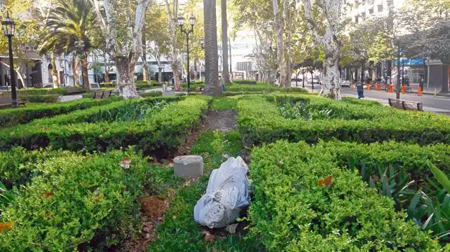Vandalizaron una plaza céntrica en Rosario