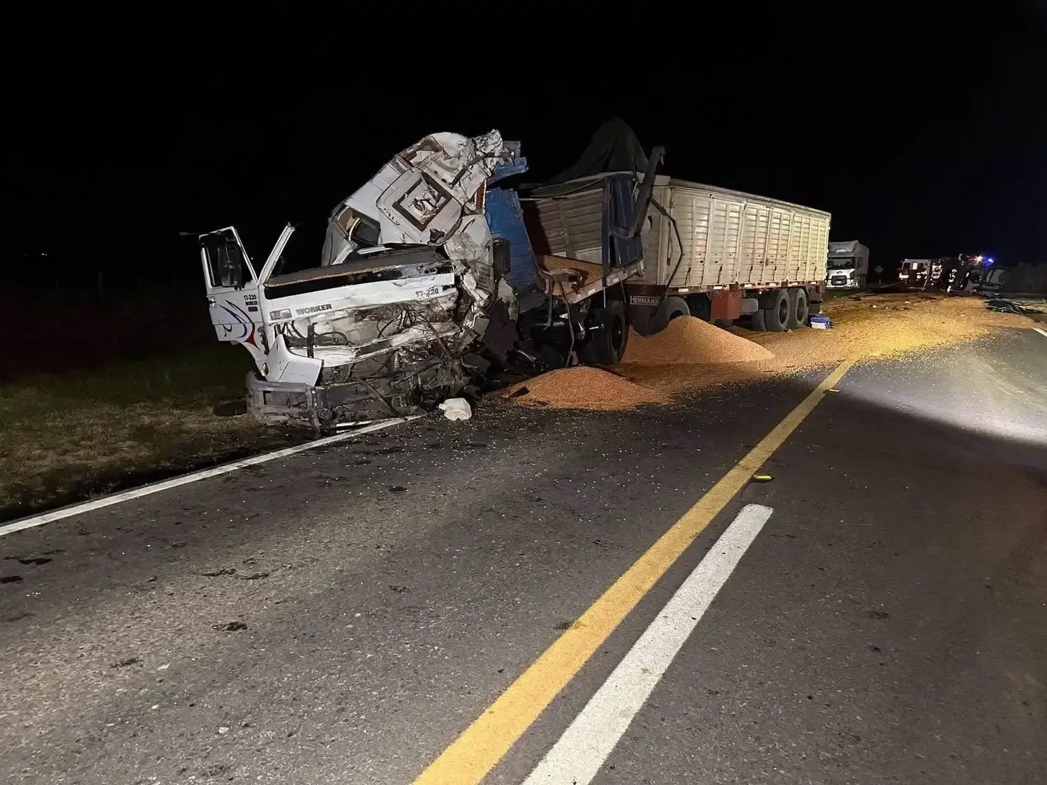 Tragedia en la Ruta 90: un ciclista murió tras un choque frontal entre dos camiones