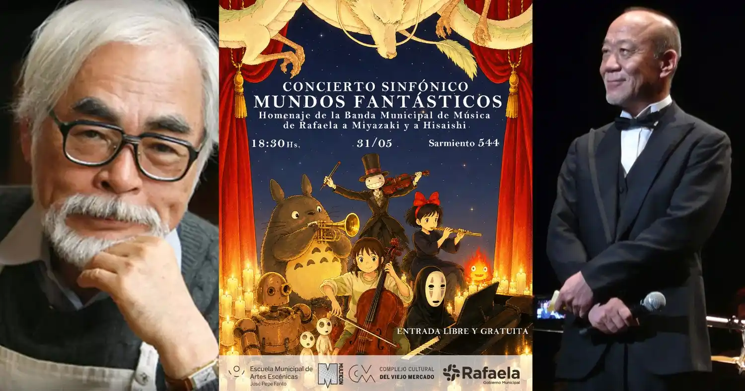 La Banda Municipal de Música de Rafaela realizará un homenaje al director cinematográfico Hayao Miyazaki y al compositor musical Joe Hisaishi, dos referentes del cine de animación japonesa contemporánea.