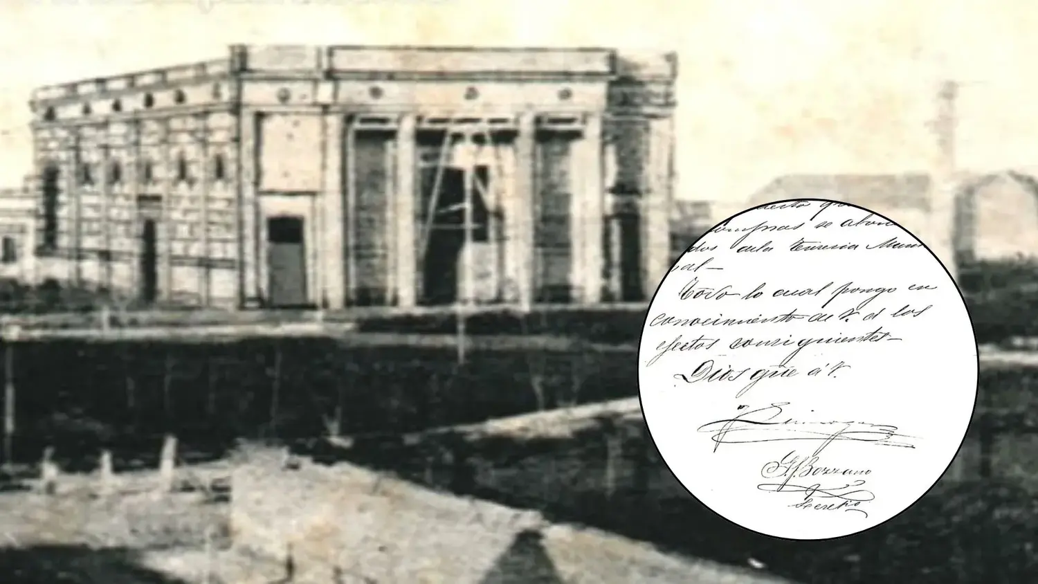Imagen histórica de la Basílica de San Pedro en construcción. Fue inaugurada en 1872.