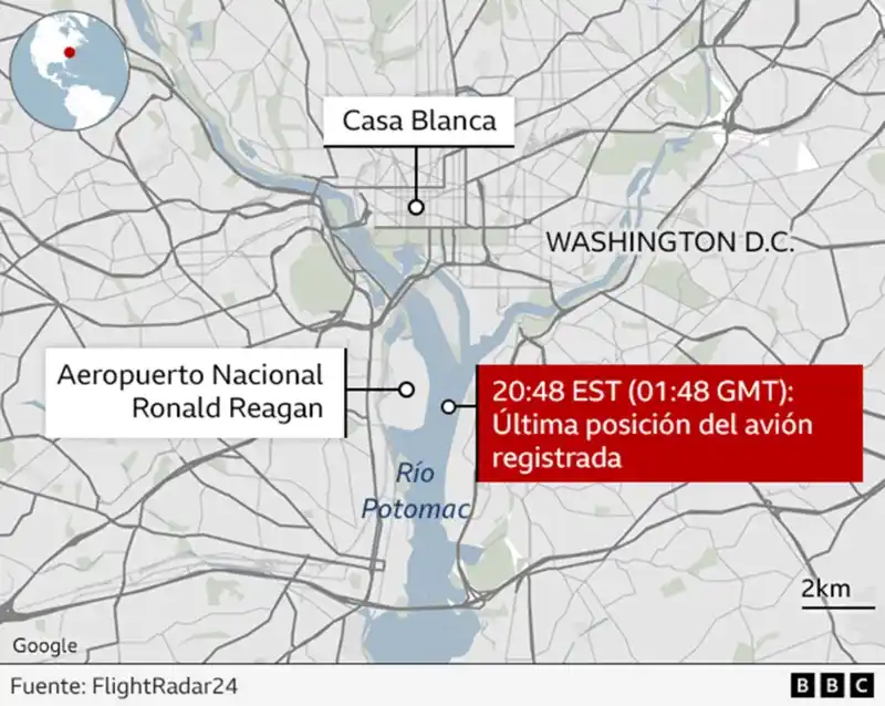 Tragedia en Washington DC:No hay sobrevivientes entre las 64 personas a bordo de ambas aeronaves