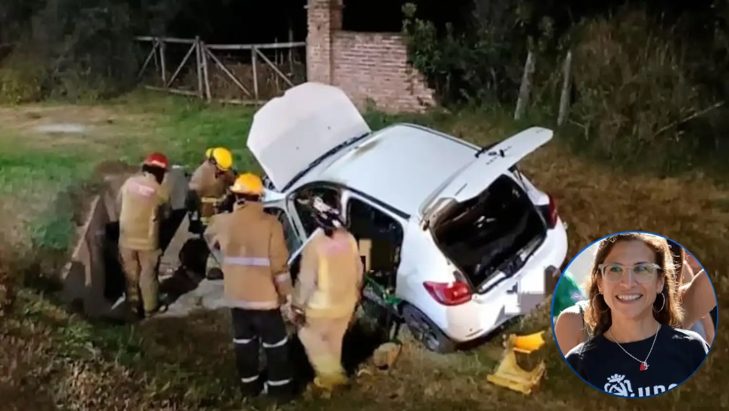 El auto en el que viajaba María Lucila Pagani terminó en una alcantarilla.
