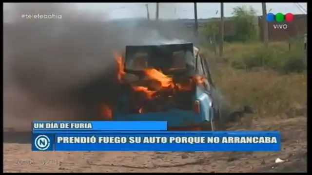 Insólito: Se enojó porque el auto no arrancaba y lo prendió fuego