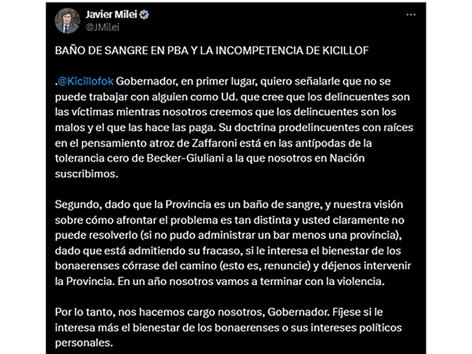 texto milei