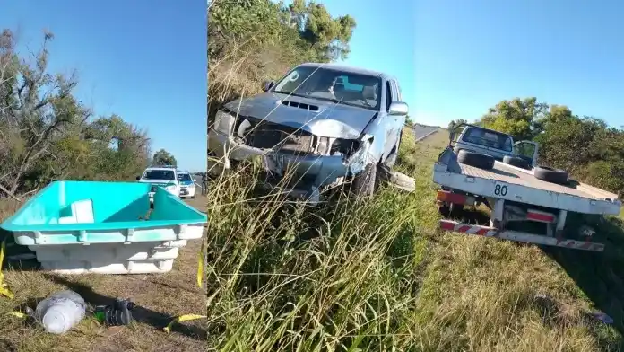 Insólito accidente en la Ruta 12 que pudo ser fatal: chocaron contra un piscina plástica