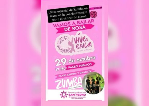 Clase de zumba a favor de la concientización del cáncer de mama