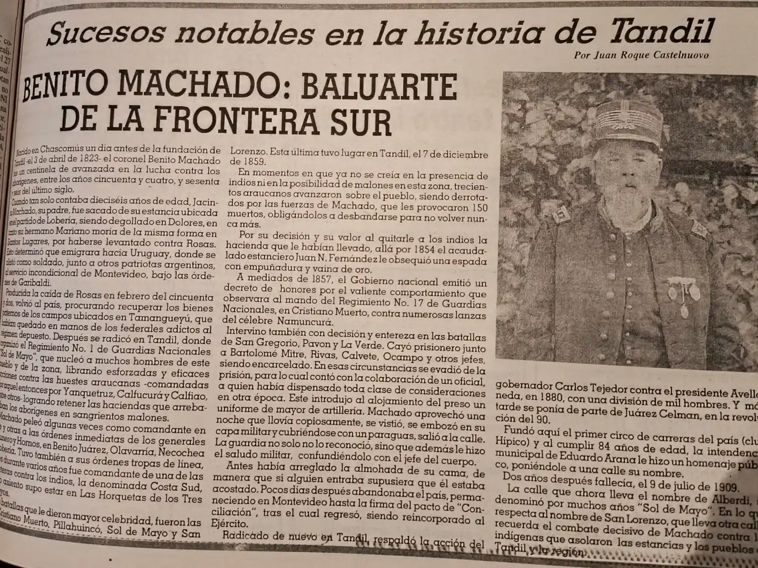 Benito Machado: baluarte de la frontera sur