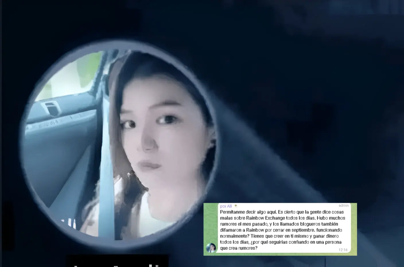 La foto de perfil de "La China" en los grupos de Telegram y el primer mensaje que envió.