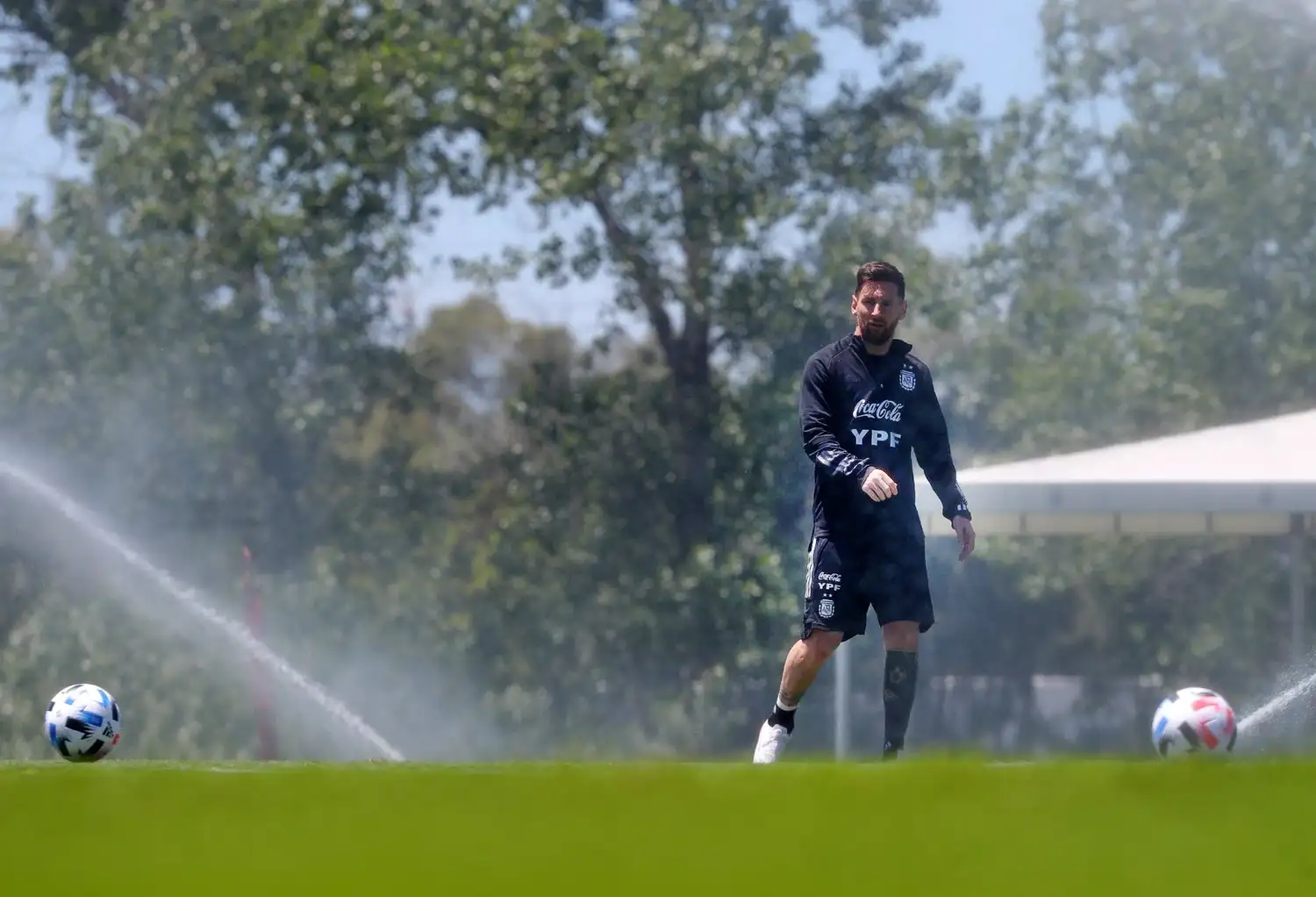 Messi, ayer en Ezeiza.