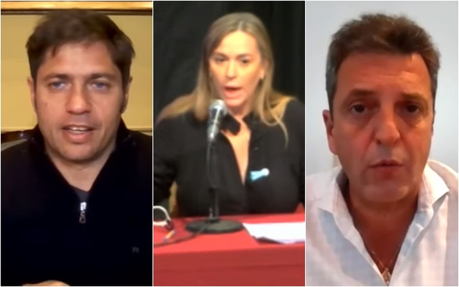 Kicillof, Di Tullio y Massa, en el encuentro "Peronismo Futuro" de Mendoza