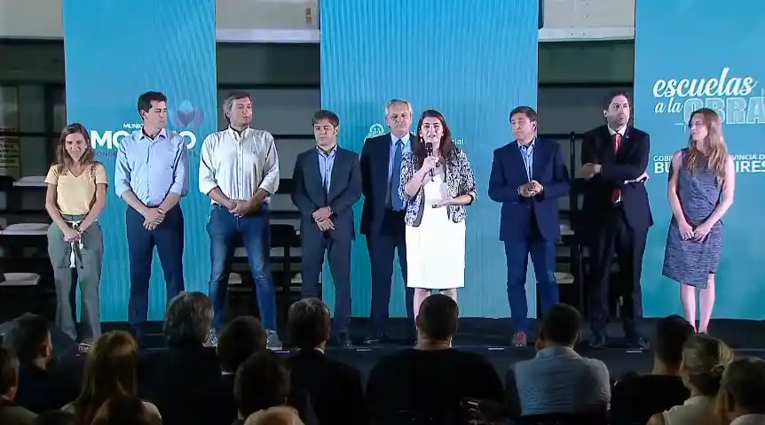 En Moreno, Alberto y Kicillof presentaron programa para que cooperativistas pinten escuelas en Provincia