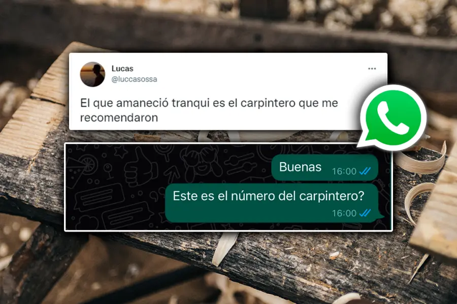 "El que amaneció tranqui es el carpintero": le recomendaron uno, lo contactó por WhatsApp y su increíble reacción lo descolocó