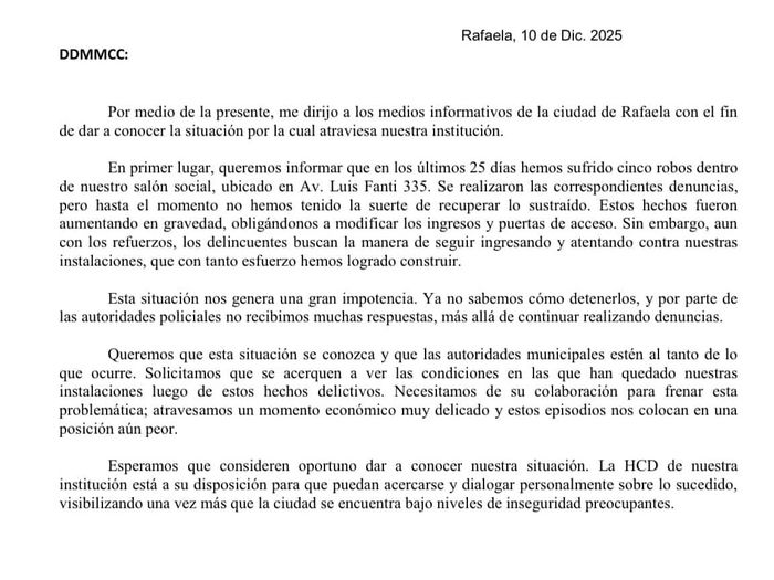 club juventud comunicado robos