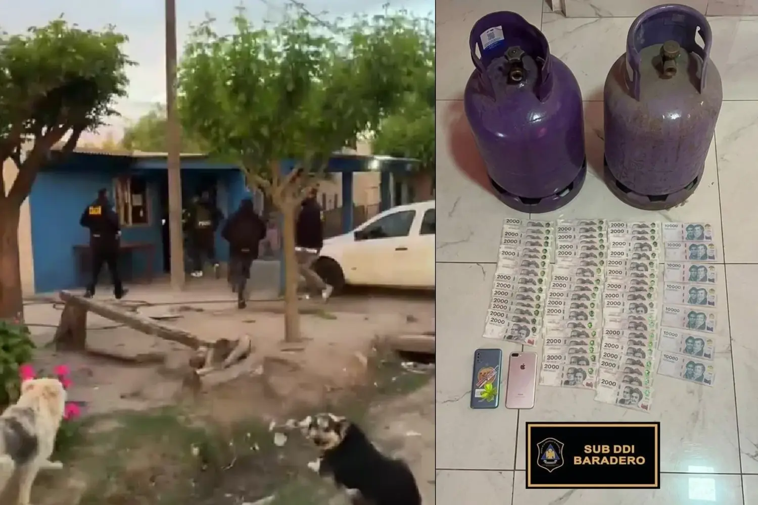 Cinco allanamientos en Río Tala por el robo a Extragas: secuestraron garrafas, dinero y celulares