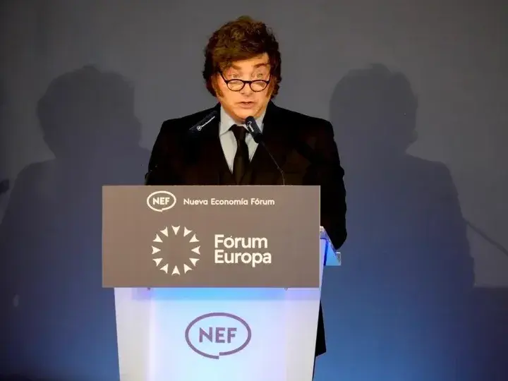 Milei en el Nueva Economía Fórum 2026, en Madrid.