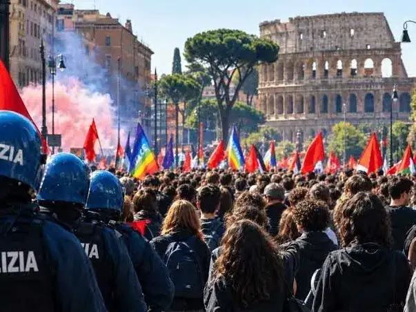 Protestas en Italia.