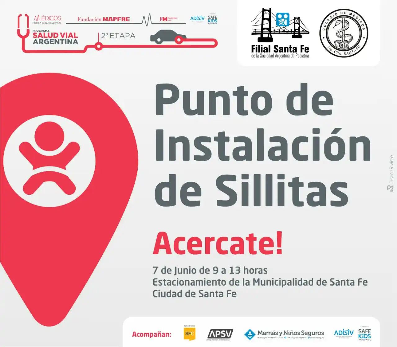 Este miércoles habrá un punto de instalación de sillitas de seguridad vial
