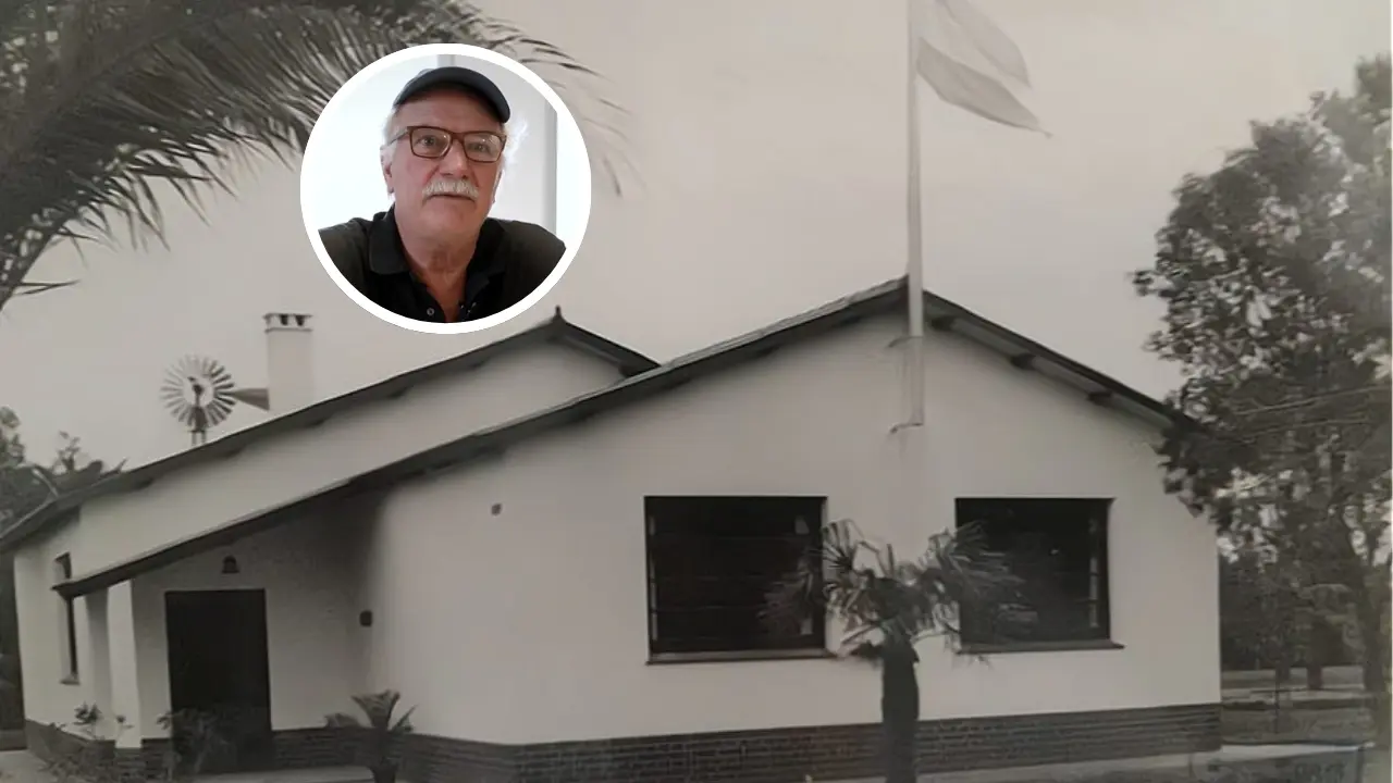 Una foto del Colegio Holandés en su primera etapa y Federico Slebos, autor de la nota