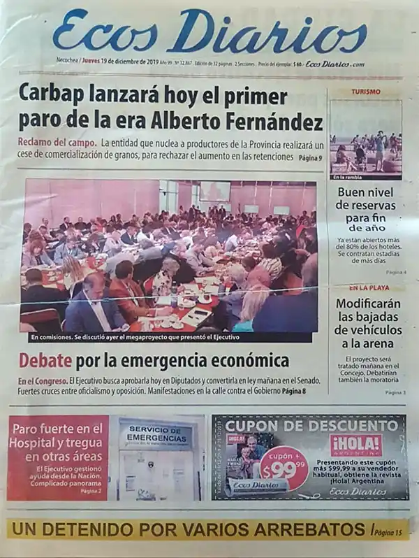 Tapa del 19 de diciembre de 2019