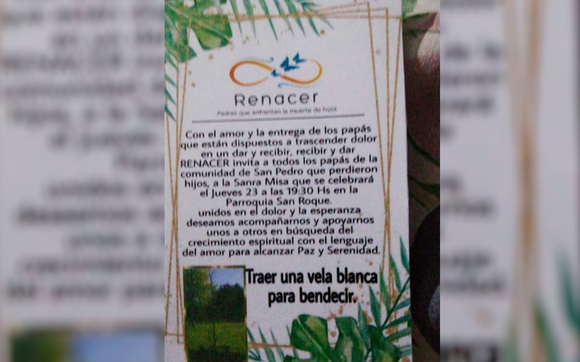Renacer, el grupo de padres que perdieron a sus hijos, celebran una misa con bendición de velas