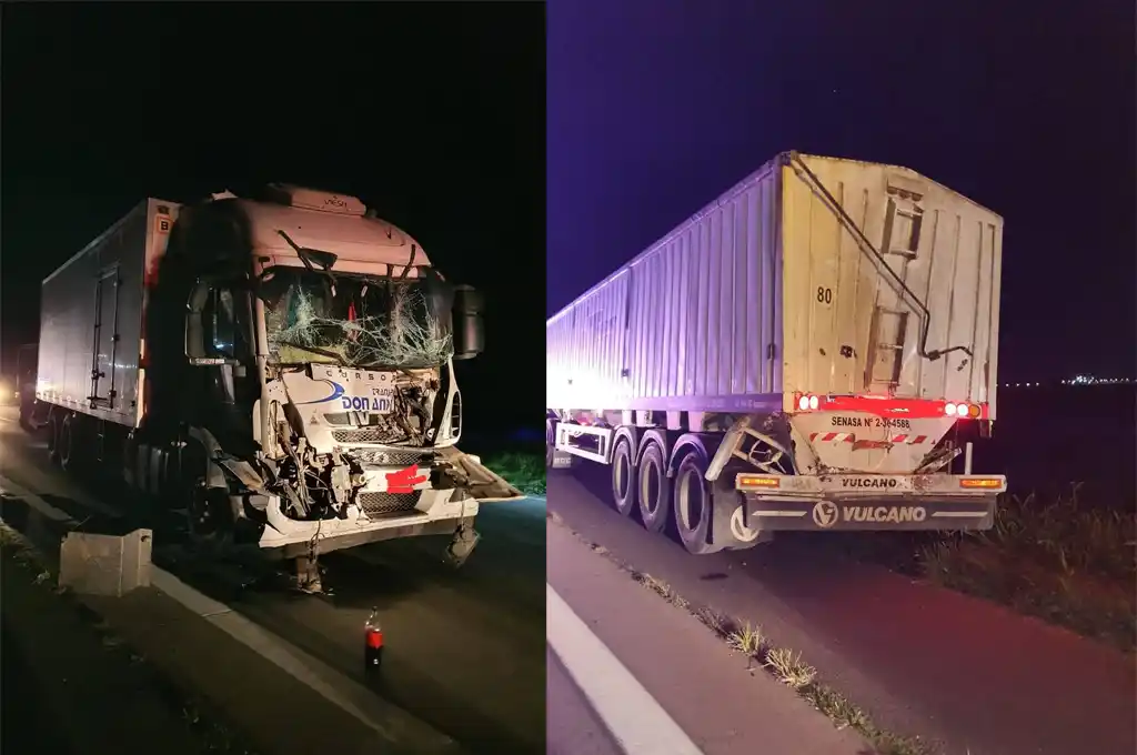 Un choque entre dos camiones en autopista dejó un chofer hospitalizado