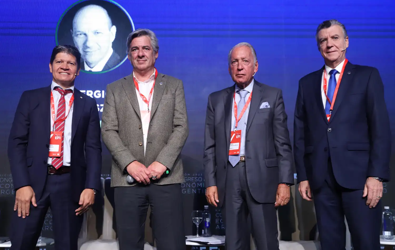 Los titulares de CAME, Alfredo González; de la Sociedad Rural, Nicolás Pino; de UIA, Daniel Funes de Rioja; y de la CAC, Mario Grinman, participaron del Congreso Económico Argentino.