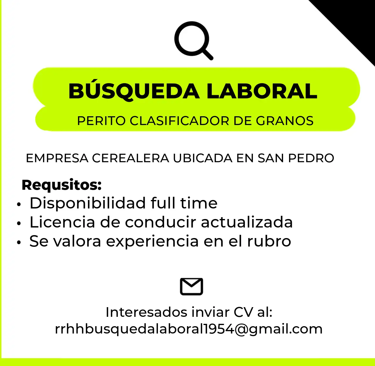 perito clasificador de granos