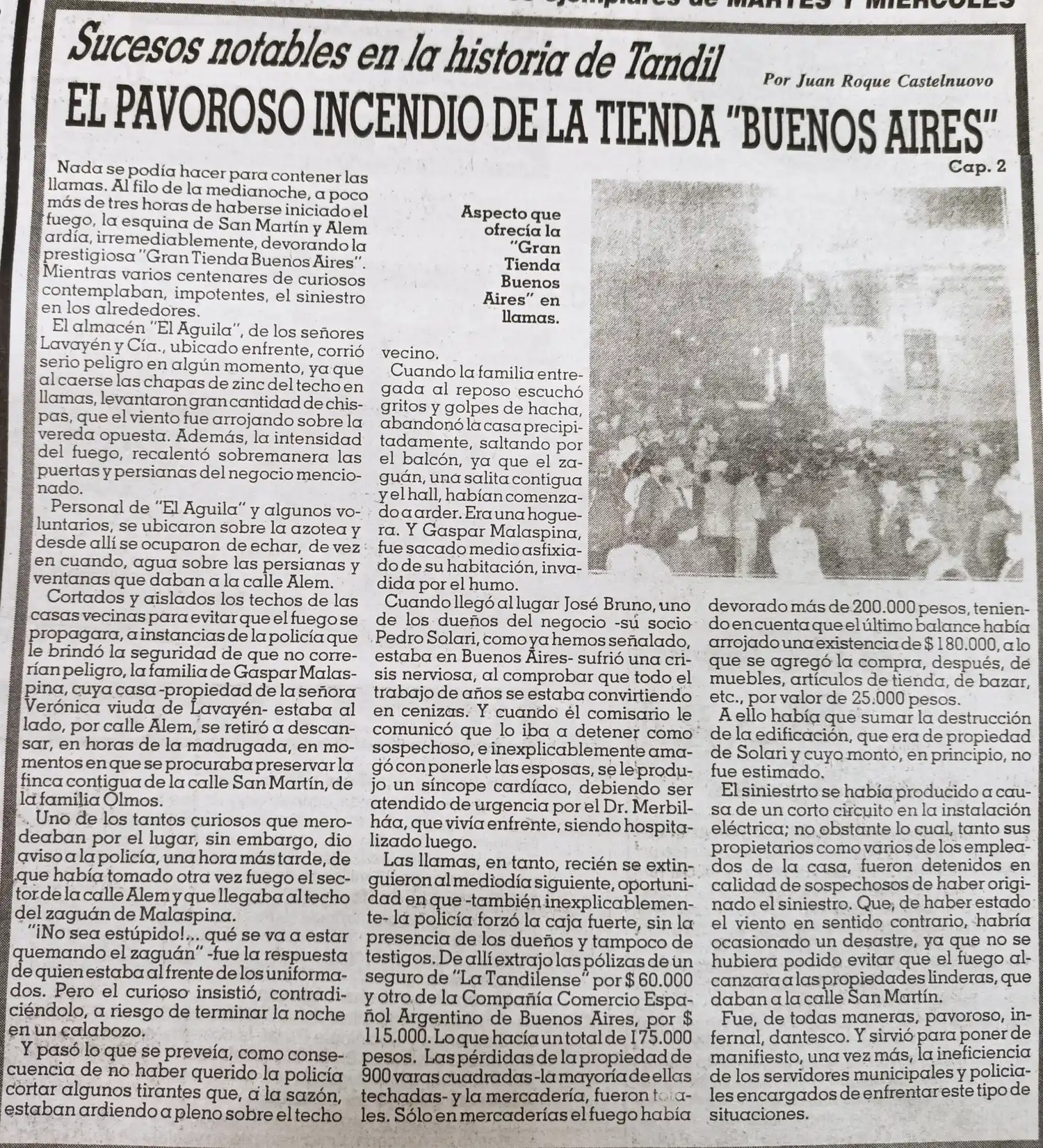 El pavoroso incendio de la tienda "Buenos Aires"      Cap. 2.