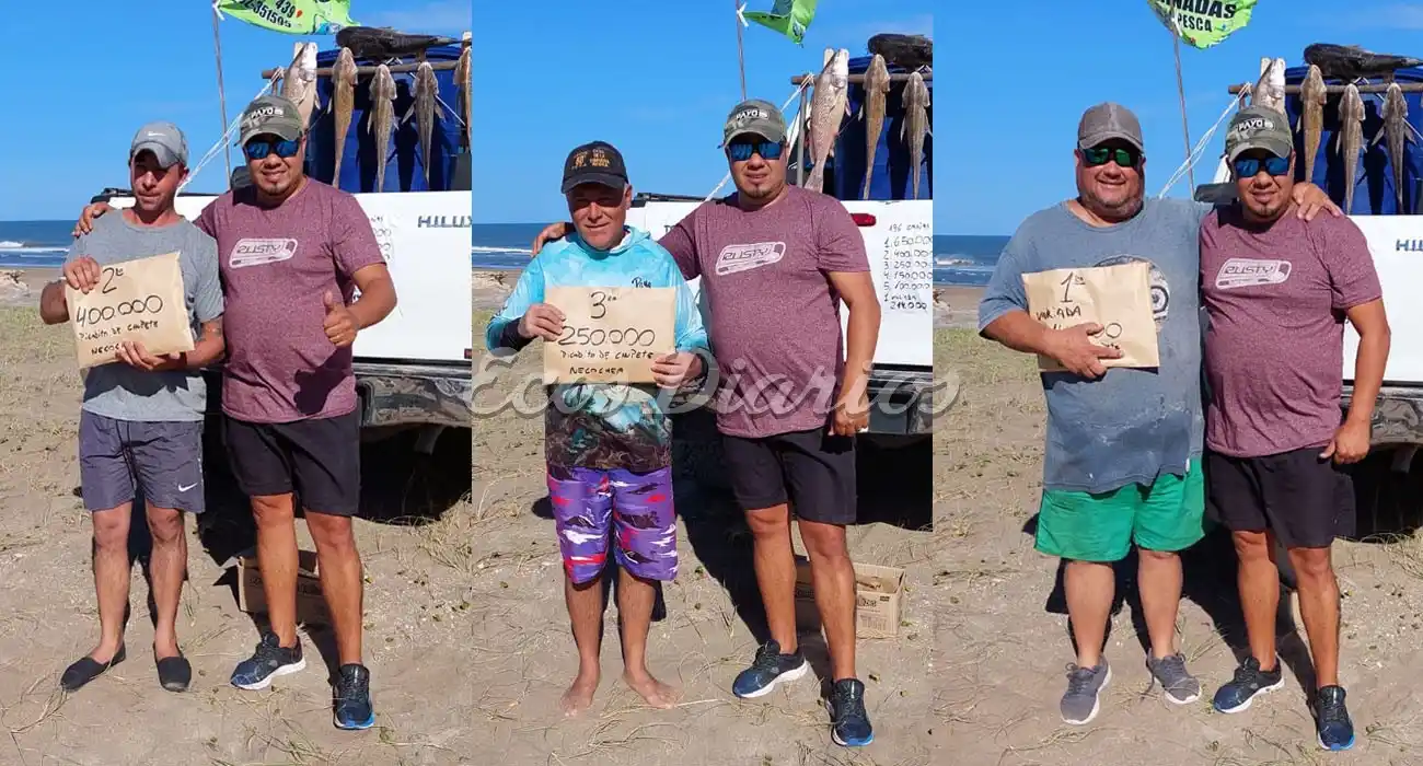 Los ganadores junto a el organizador Jonathan "Chupete" Fuentes de izq. a der. Andrés Riboiro (segundo puesto), Oreste González (tercer puesto) y Carlos Petersen (primer puesto en variada)