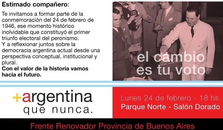 El massismo se reúne por el aniversario del primer triunfo electoral peronista