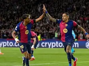 Lamine y Raphinha , autores de los goles Culé.Foto: AS