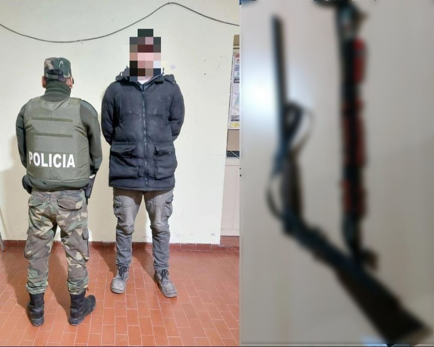 El aprehendido y el arma secuestrada.