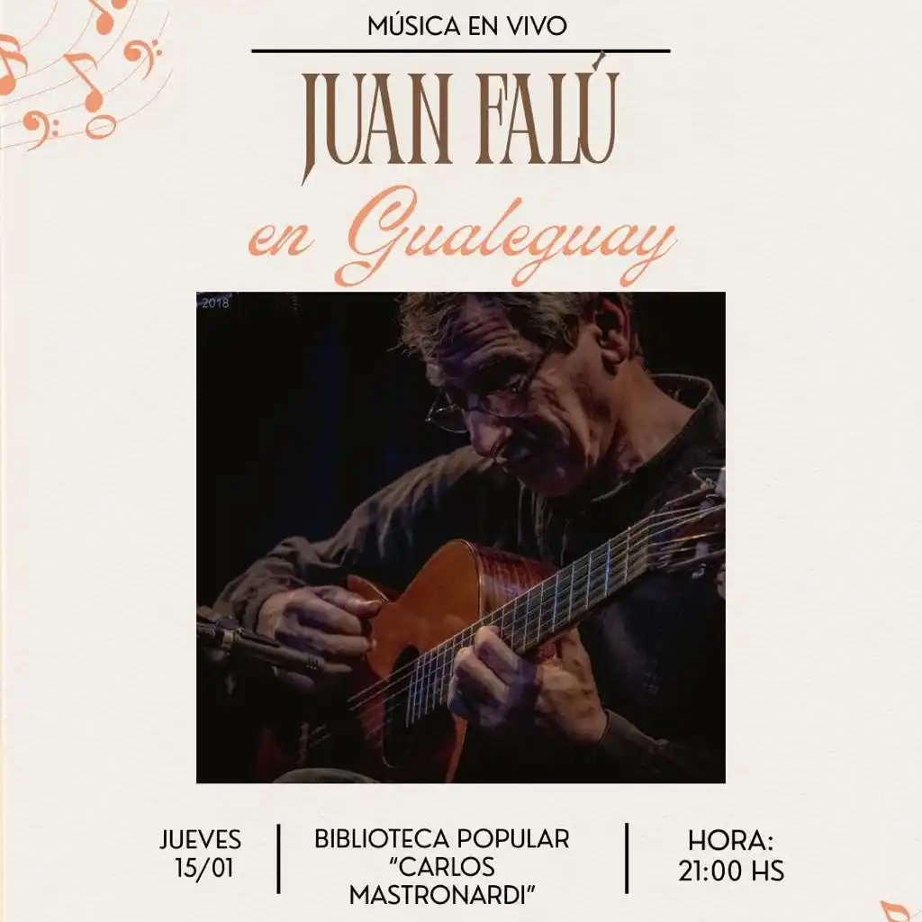 Juan Falú vuelve a Gualeguay para un concierto íntimo en la Biblioteca Popular
