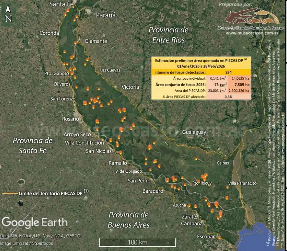 mapa focos de calor delta enero febrero 2026