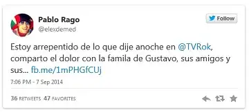 Pablo Rago pidió disculpas por sus dichos sobre la muerte de Cerati