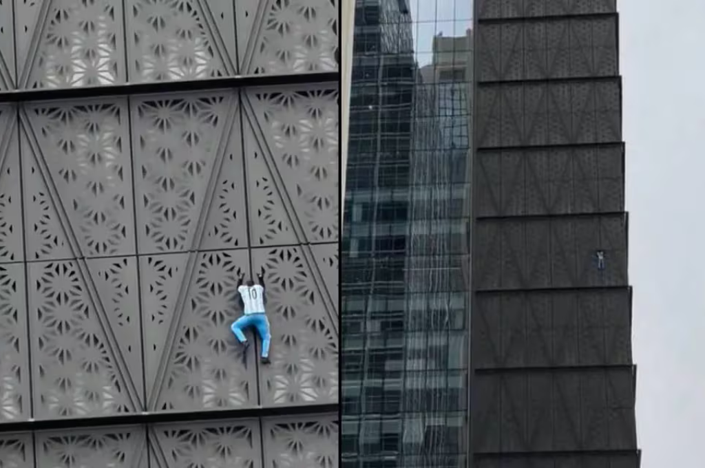 El ciudadano polaco se trepó a uno de los edificios más altos de Buenos Aires.