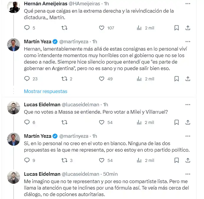 yeza vota a milei respuestas
