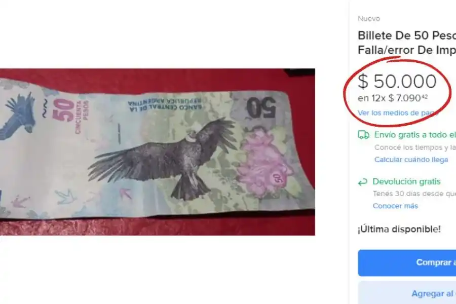 ¿Qué tiene el billete de 50 pesos que se vende a 50 mil pesos en Internet?