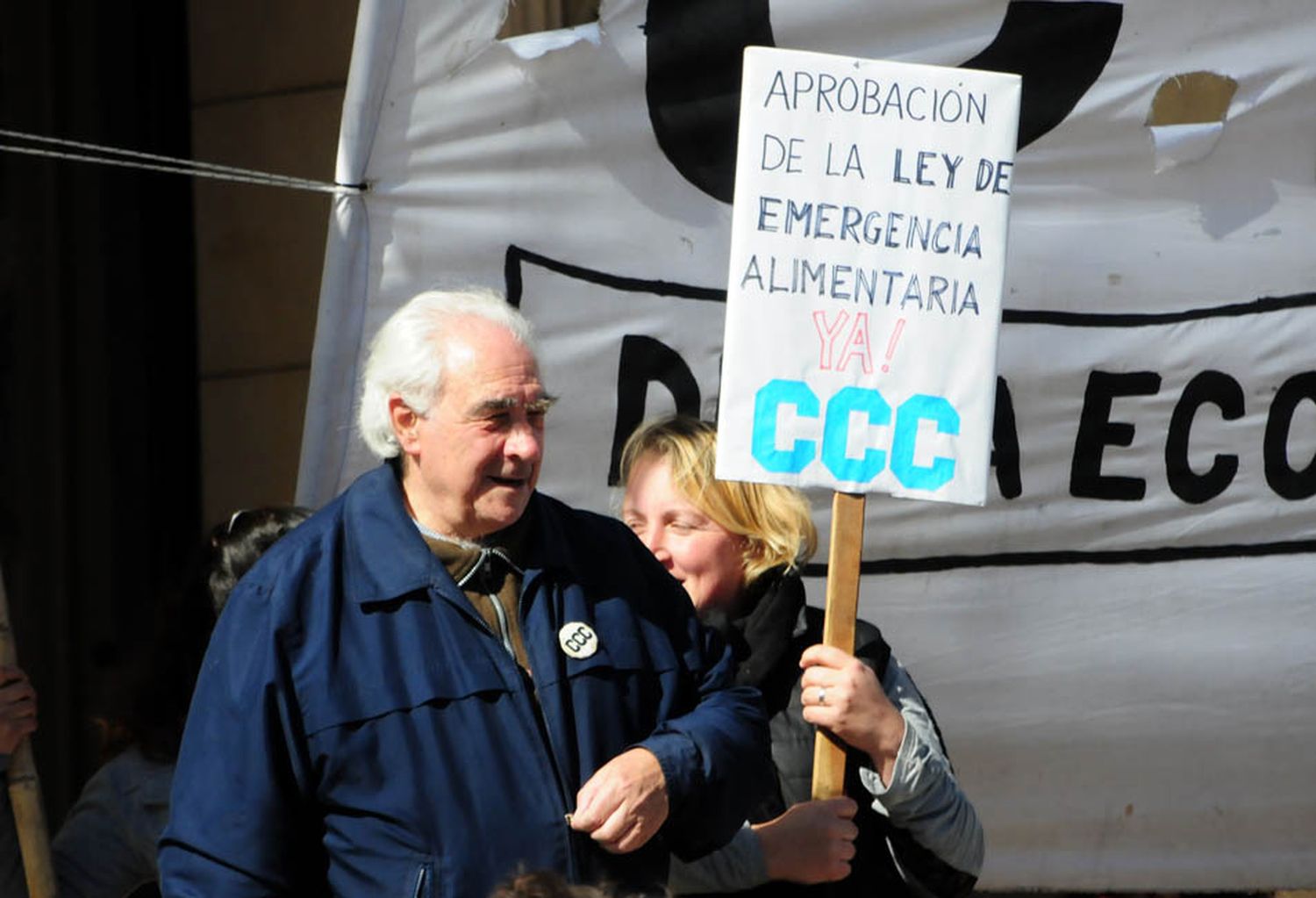 Esteban Lucero, representante de la CCC, durante una marcha en 2019.