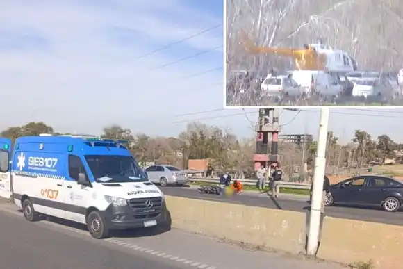Fuerte choque entre un camión y una moto en Circunvalación: se activó el código rojo por un herido