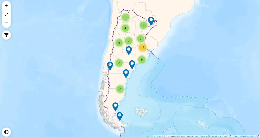La ubicación de las Agencias Territoriales (el número indica la cantidad por distrito).