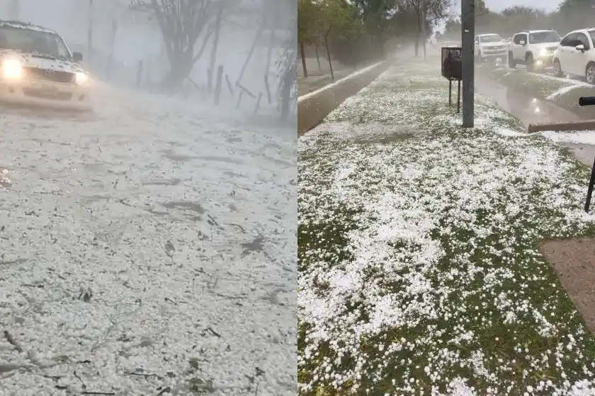 Feroz tormenta con caída de granizo en Rosario y alrededores