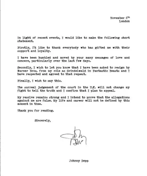 La respuesta de Johnny Depp luego de perder el juicio contra The Sun. Foto: Instagram