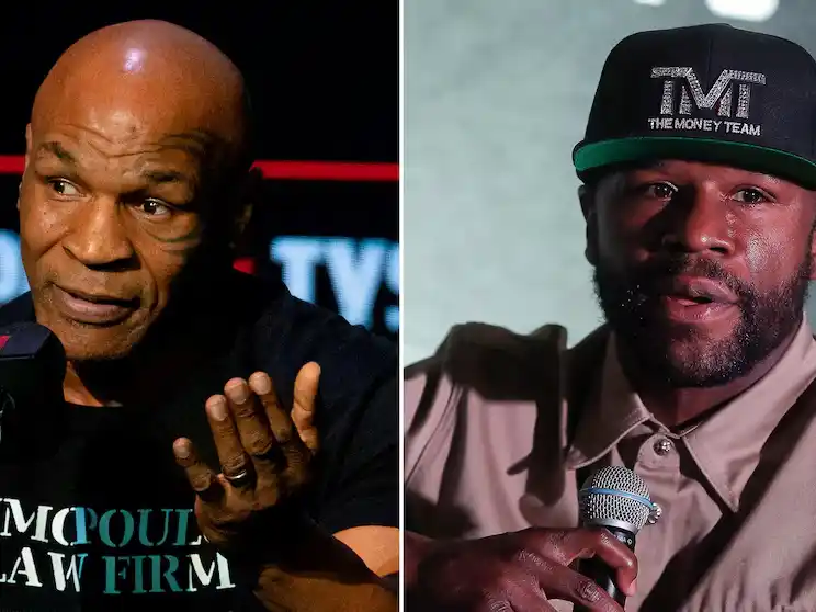 Tyson y Mayweather Jr., frente a frente en abril en el Congo. Foto: TN