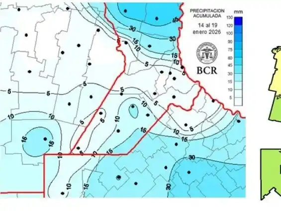 Los mapas de lluvia generan preocupación por el impacto de la falta de lluvias en los rendimientos.