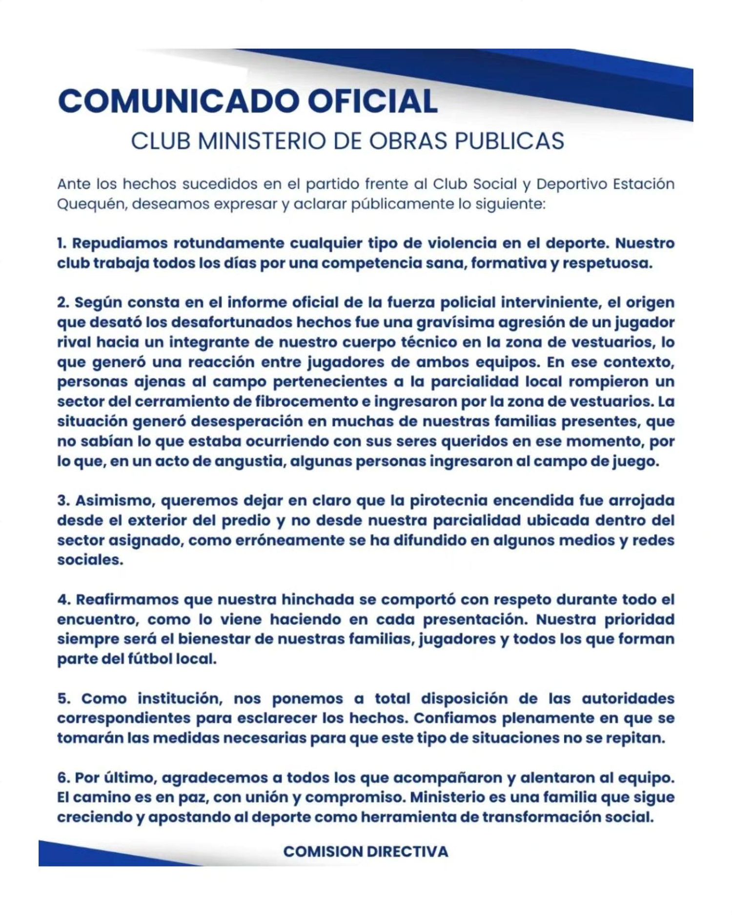 comunicado ministerio