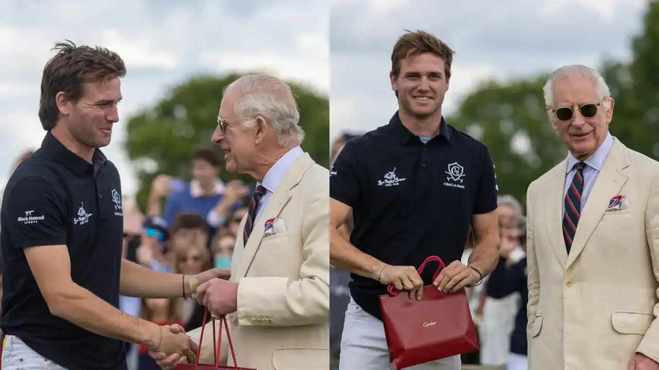 Gonzalo Ferrari recibiendo su premio en manos del Rey Carlos III de Inglaterra.