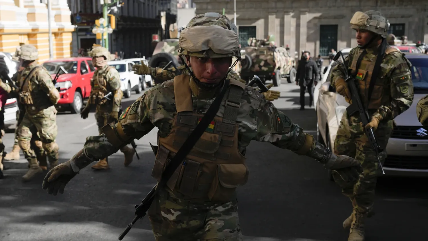 Armored vehicles rammed into the doors of Bolivia’s government palace Wednesday as President Luis Arce said the country faced an attempted coup, insisted he stands firm and urged people to mobilize.