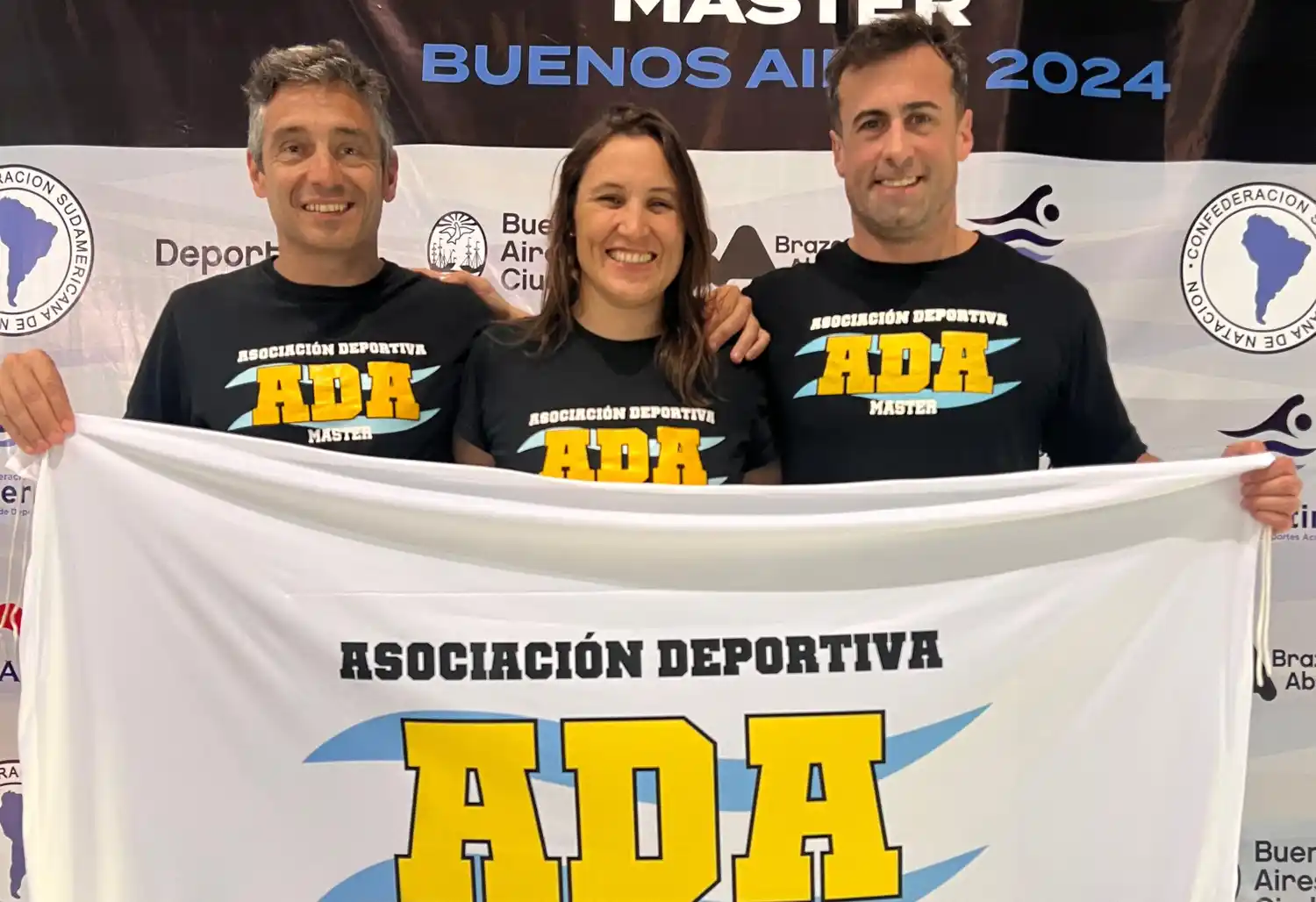 Eduardo Grana, Luciana de la Sota y Francisco Medina. Los representantes de ADA Máster en el Sudamericano